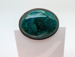 Vintage Early Israeli Sterling Silver 925 Eilat Stone Cabochon Brooch C Clasp